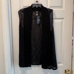 NEW Nubby Knit Summer Shrug, Size M, Black, Loose Fit, Sleeveless, Lightweight
